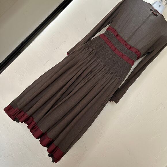Jean Paul Gaultier Vintage Brown Dress Ribbons Size 36 / S - Picture 7 of 16